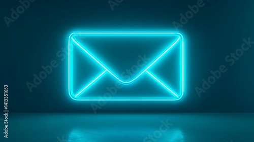 blue mail button on black background