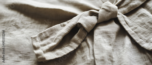 Knotted linen fabric detail showing natural textile texture