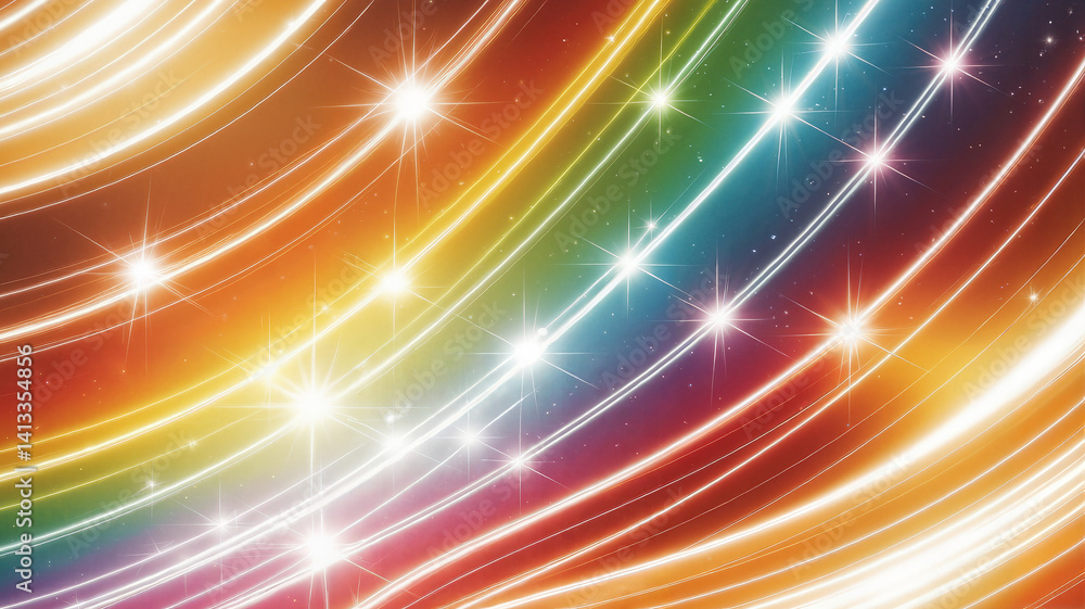 Fototapeta premium Vibrant rainbow abstract background with sparkling lights 