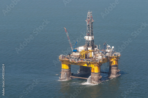 Oil drilling rig near Namibia, Africa.
