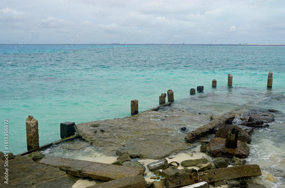rotten jetty on gulhi island on the maledives