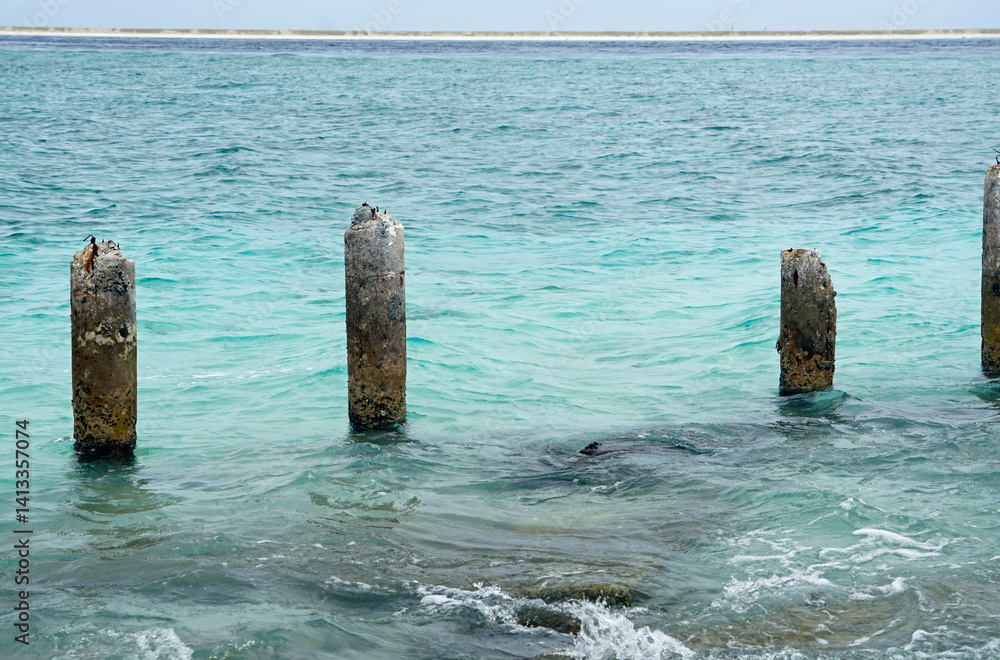 rotten jetty on gulhi island on the maledives