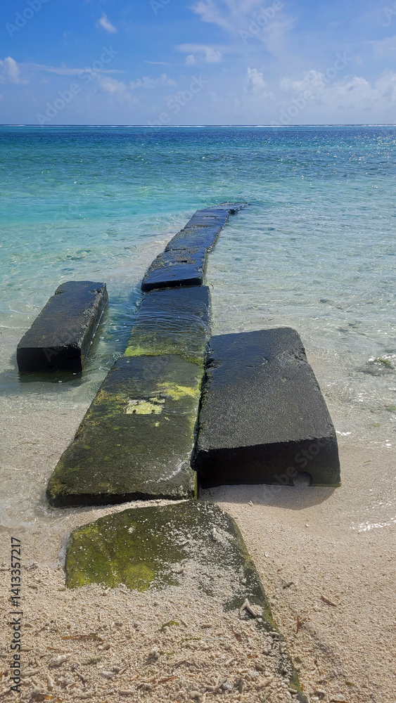 Sunny tropical beach paradise on the Maledives