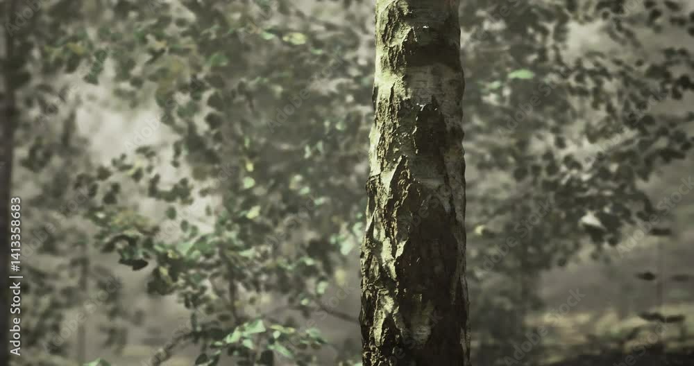 A tree trunk stands prominently in a serene natural environment, surrounded by vibrant green leaves. The atmosphere feels calm and peaceful, ideal for reflection or relaxation. A tree trunk stands prominently in a serene natural environment, surrounded by vibrant green leaves. The atmosphere feels calm and peaceful, ideal for reflection or relaxation.