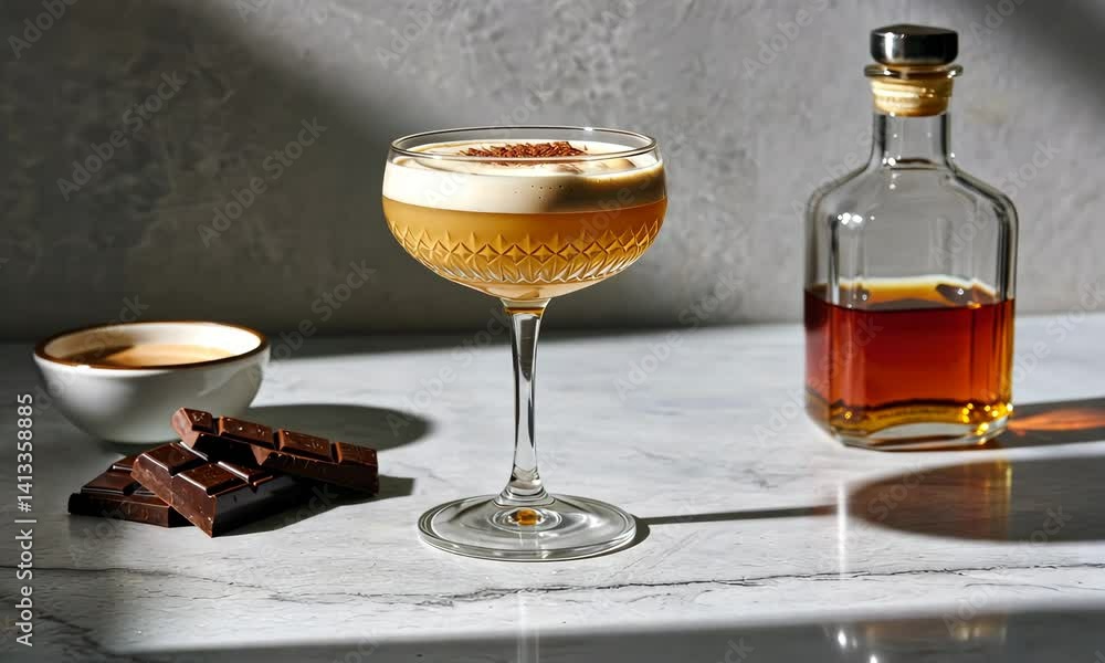Elegant coffee cocktail with chocolate and liquor Elegant coffee cocktail with chocolate and liquor