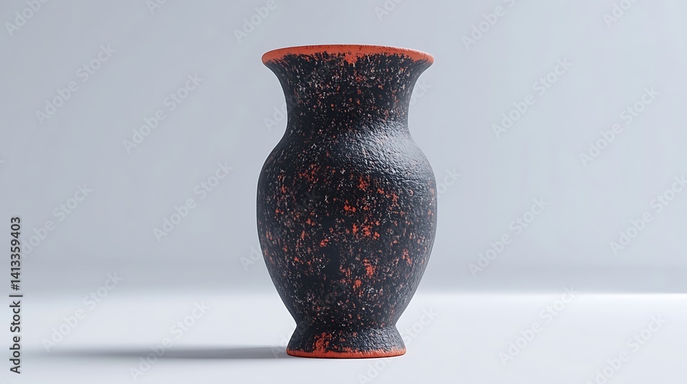 Elegant dark vase with orange accents