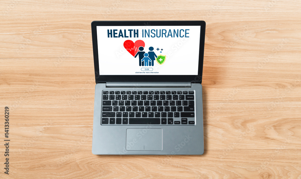 Fototapeta premium Health insurance web site modish registration system for easy form filling