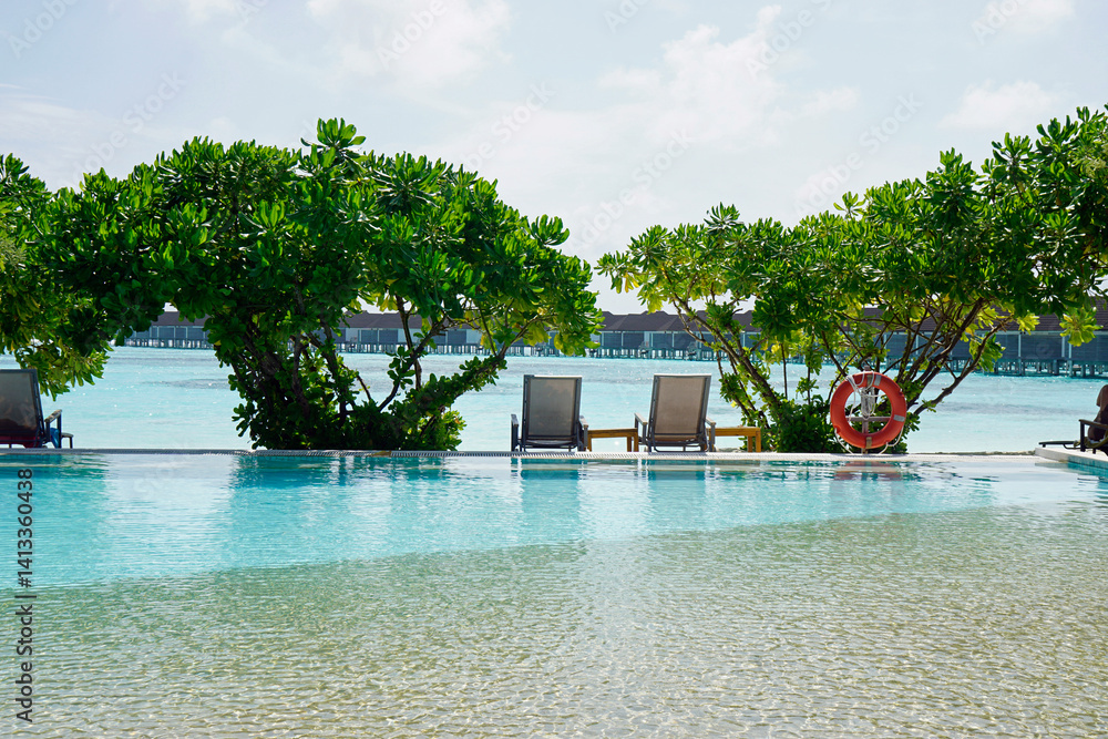 scenic swimming pool on the maldives