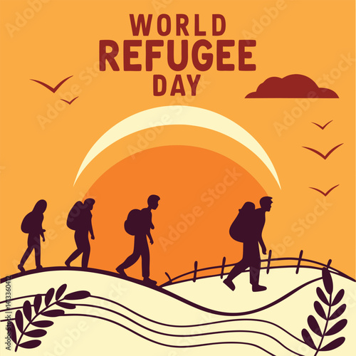 Humanitarian Poster Design for World Refugee Day – Vector Art