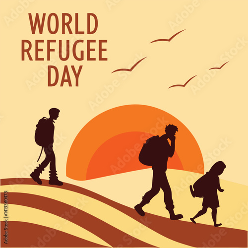 Humanitarian Poster Design for World Refugee Day – Vector Art