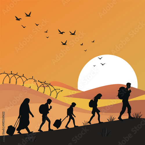 Humanitarian Poster Design for World Refugee Day – Vector Art