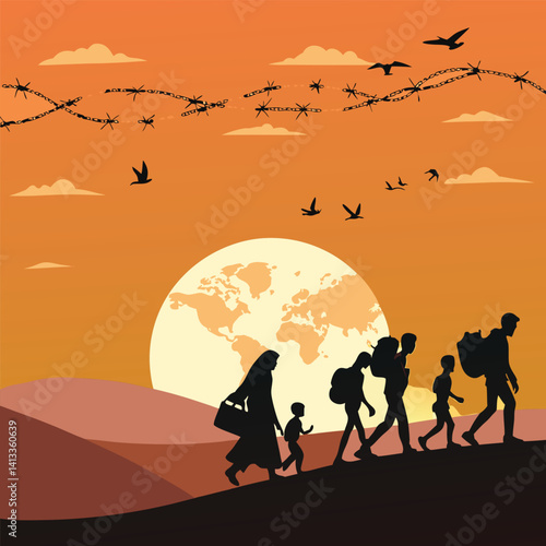 Humanitarian Poster Design for World Refugee Day – Vector Art