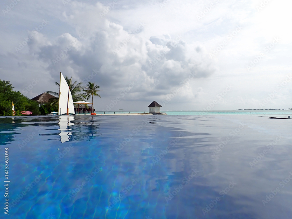 scenic swimming pool on the maldives