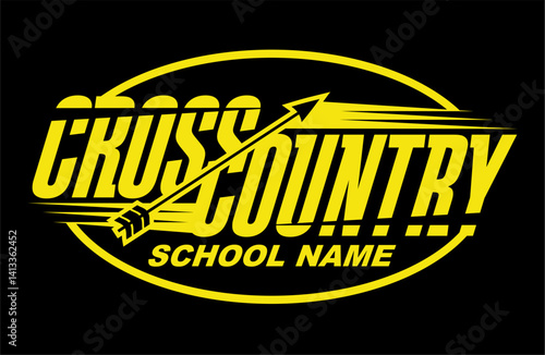 cross country team design with arrow for school, college or league sports