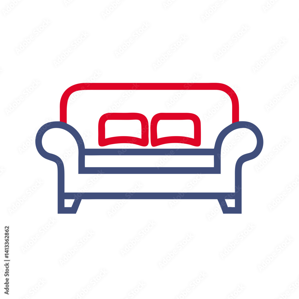 Modern red and blue sofa design in minimalist style Modern red and blue sofa design in minimalist style