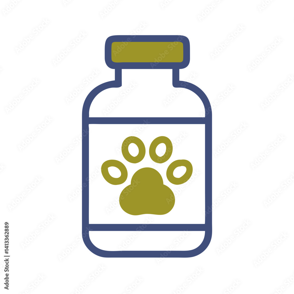 Pet Medicine Bottle with Paw Print Design Pet Medicine Bottle with Paw Print Design