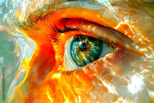 Macular degeneration - challenge in old age: abstract image of human state. Elder isolation. Age-related illness. Weak old man. Aging eyes. Metaphorical macular degeneration emotions of a ag.