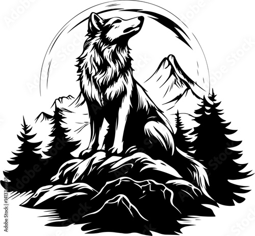 animal, wolf, vector, head, dog, illustration, tattoo, lion, wild, cartoon, wildlife, mammal, face, black, tribal, nature, mascot, predator, cat, bear, design, silhouette, beast, drawing, tiger