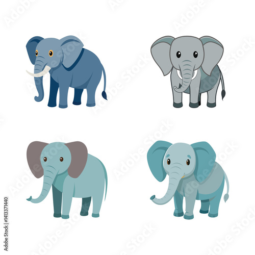 set of cartoon elephants
