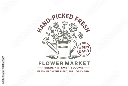 Hand picked fresh flower market, Vintage Flower Sign SVG T Shirt Design