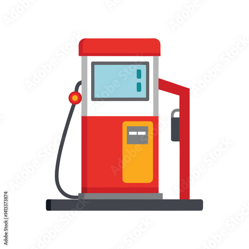 Red Gas Pump Fuel Station Icon Design