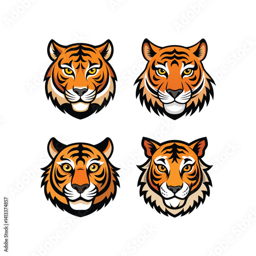 set of tiger heads