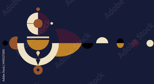 Obraz na płótnie Abstract geometric design with circles and shapes in dark color palette Esoterics w salonie