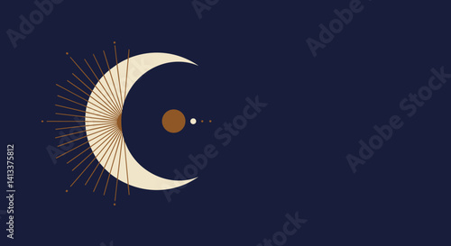 Obraz na płótnie Celestial moon and sun design in gold on dark background Esoterics w salonie