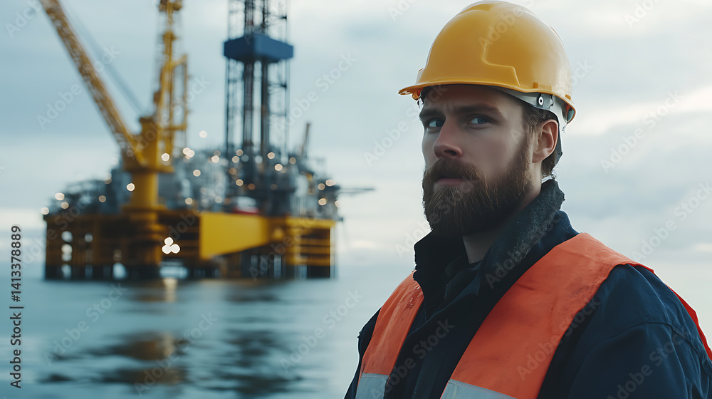 Petroleum technician performing a routine oil rig inspection. Featuring routine inspection Petroleum technician performing a routine oil rig inspection. Featuring routine inspection