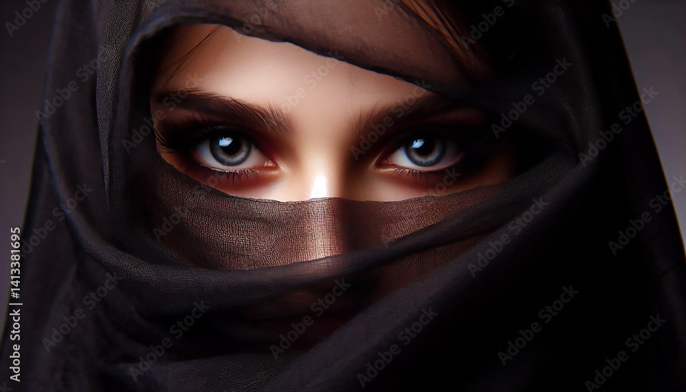 Through the veil, the eyes speak secrets. Through the veil, the eyes speak secrets.