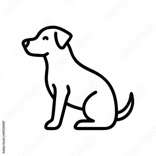 Dog sitting calmly icon, vector 