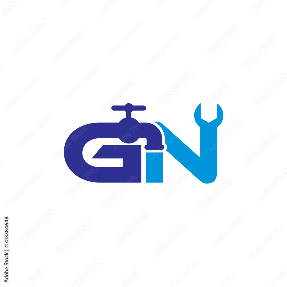 Letter G and N Plumber Logo Vector 001 Letter G and N Plumber Logo Vector 001
