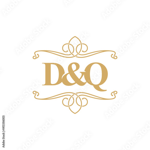 Letters D and Q With Ornament Frame Logo Design 001