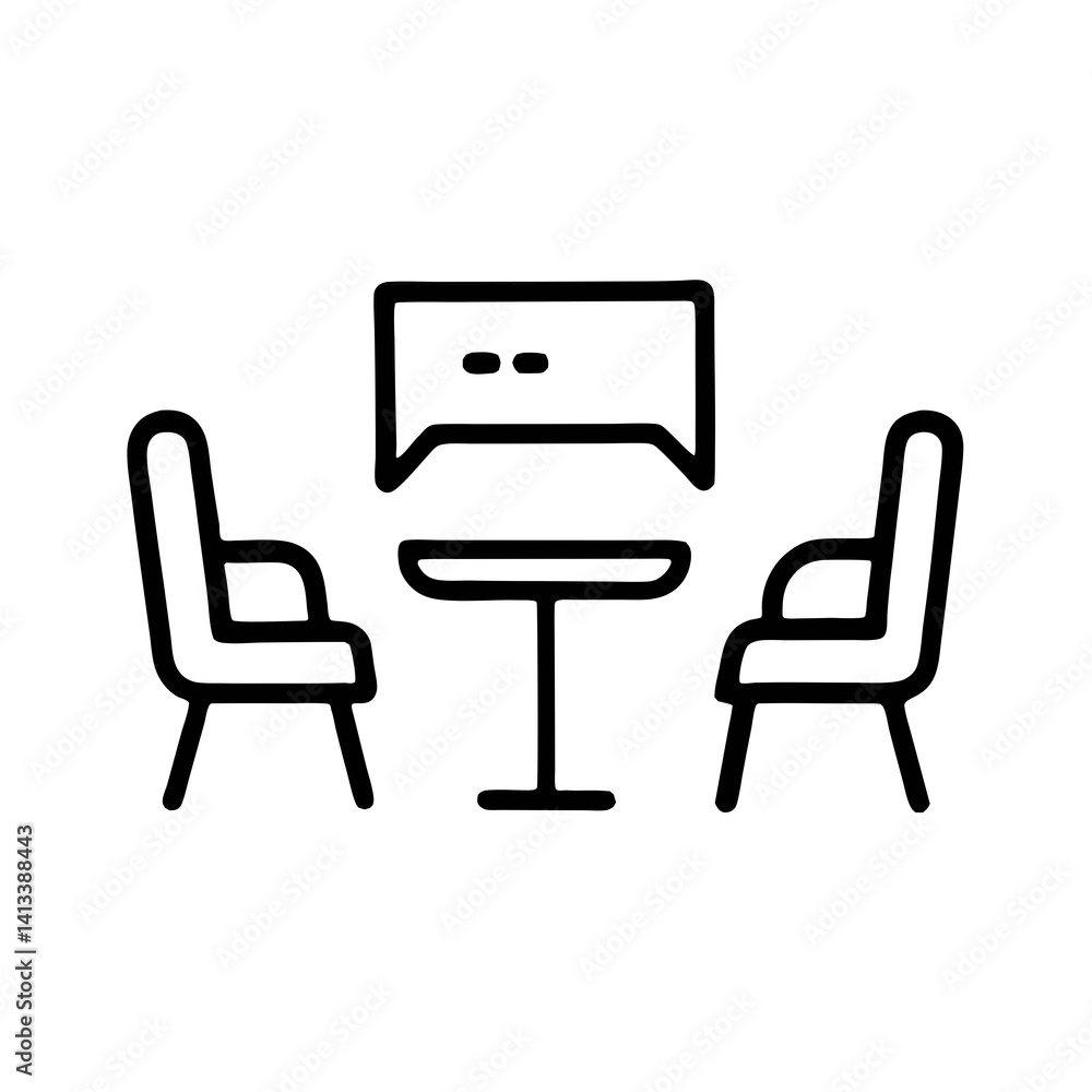 Job interview icon, HR recruitment line style Job interview icon, HR recruitment line style