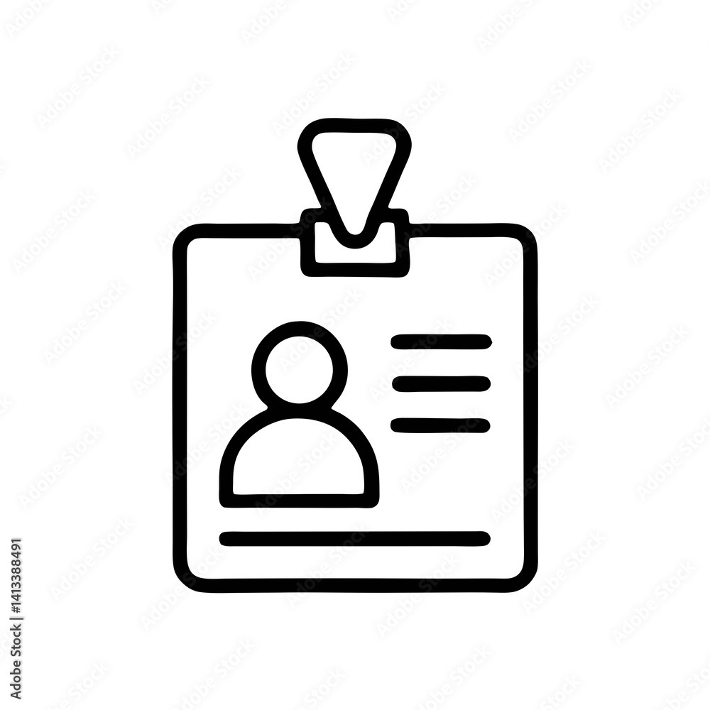 ID badge icon, staff profile identification line style ID badge icon, staff profile identification line style