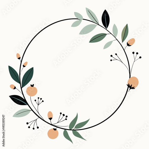 Wallpaper Mural Elegant Line Art Botanical Wreaths for Invitations & Branding,  Torontodigital.ca
