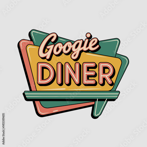 Googie Style Retro Diner Sign Clipart