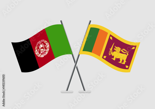 Afghanistan and Sri Lanka vector flags styled in ceremonial layout