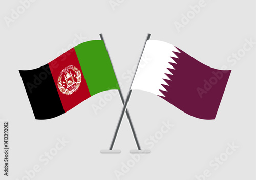 Afghanistan and Qatar vector flags symbolizing alliance in vector art