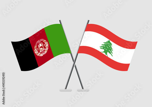 Afghanistan and Lebanon vector flags showing dual-country harmony