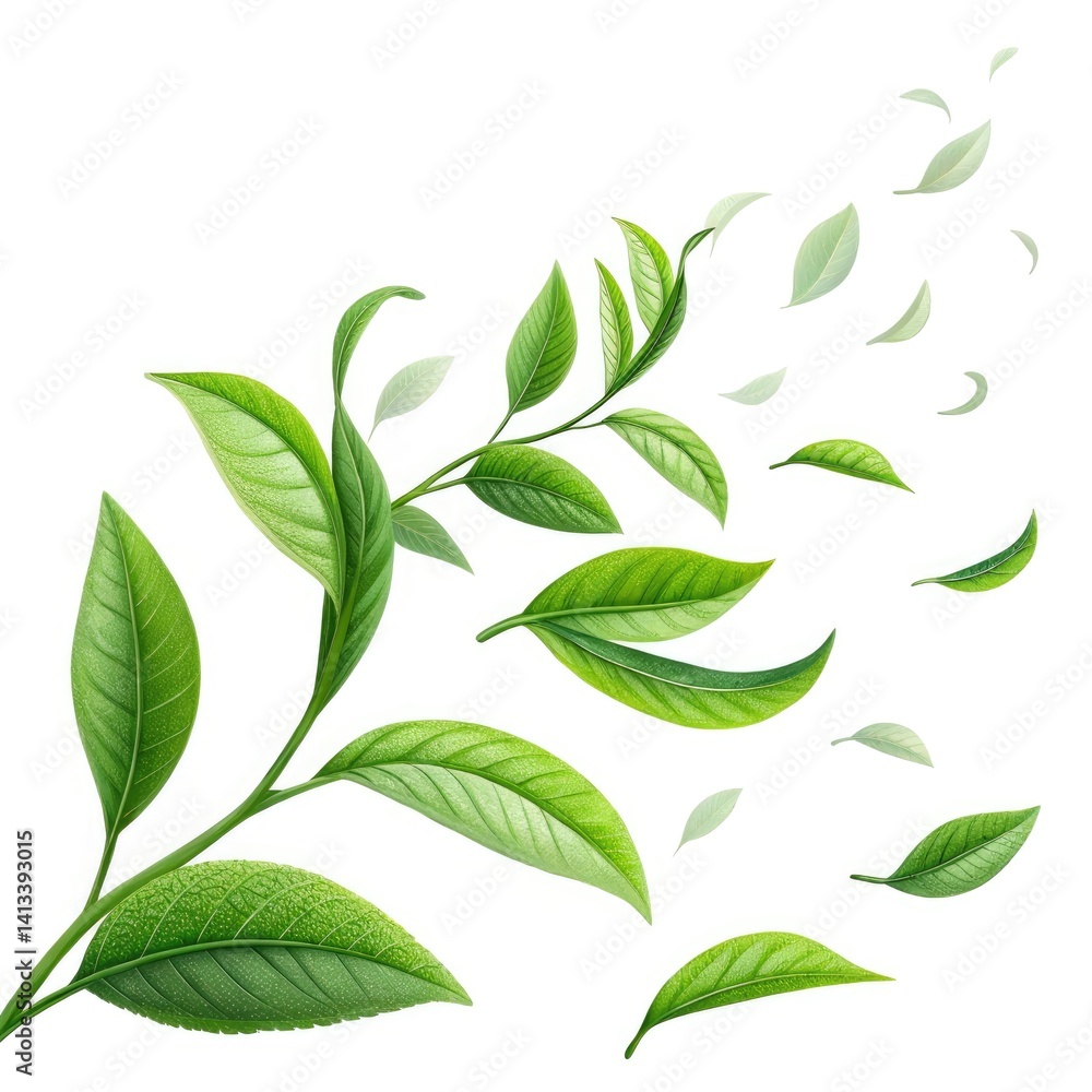green leaves isolated on white background green leaves isolated on white background