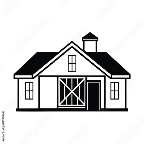 Modern Farmhouse with Gables Silhouette
