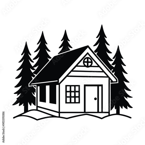 Small Cabin Style Farmhouse Silhouette