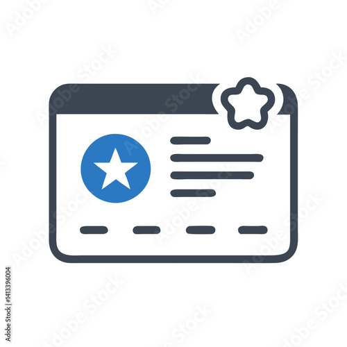 Loyalty card icon featuring blue star, symbolizing rewards, customer retention, and brand loyalty.