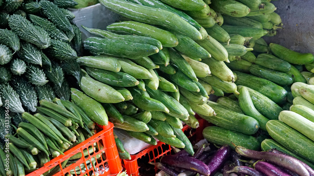 fresh vegetables on a local market on the maldives