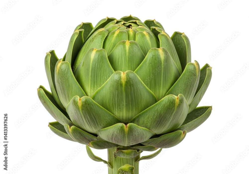 Fototapeta premium Fresh artichoke vegetable healthy food close up macro view isolated on background