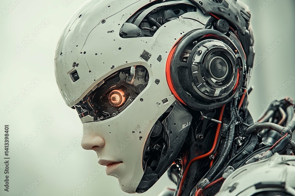 Detailed portrait of a futuristic cyborg with mechanical elements Detailed portrait of a futuristic cyborg with mechanical elements