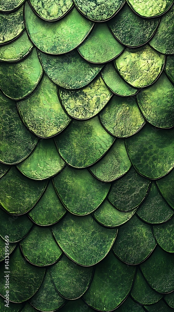 Obraz premium Dark Green Textured Scale Pattern
