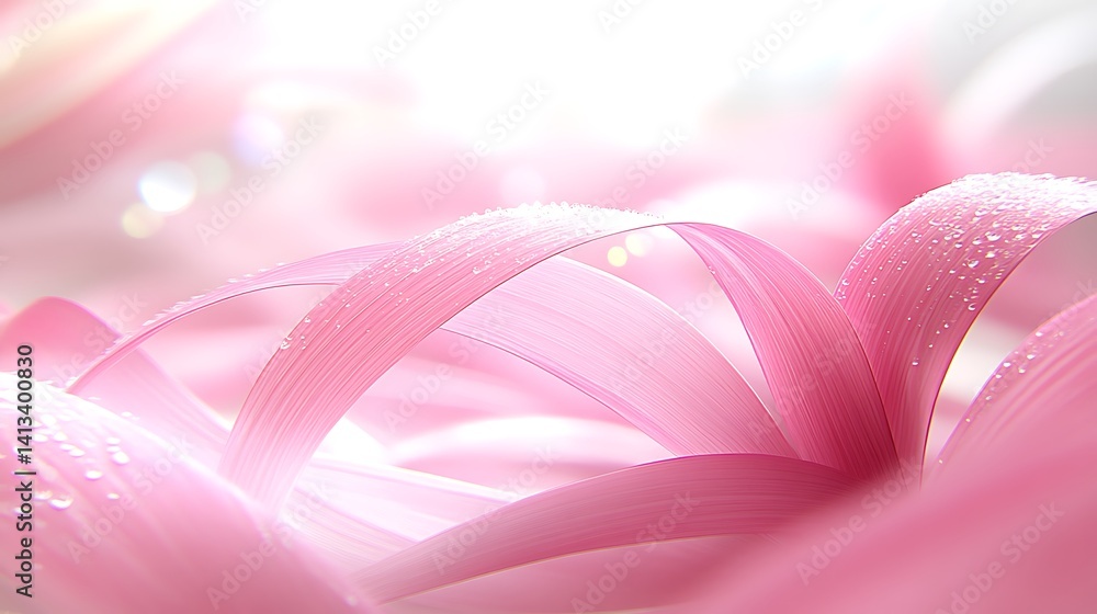 Delicate pink petals with dew drops