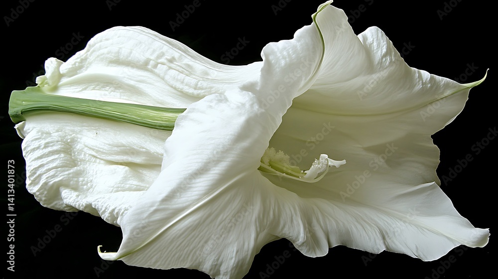 Delicate white blossom against black